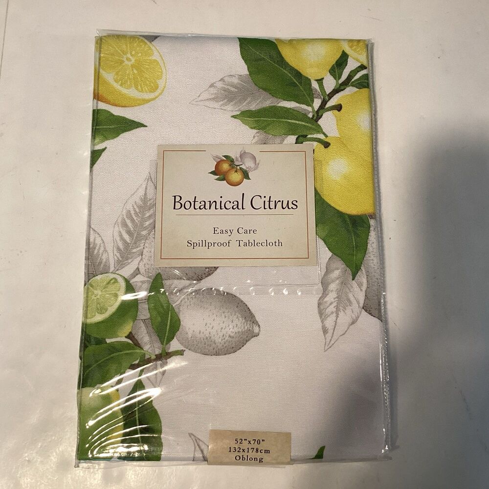 benson mills botanical citrus tablecloth 52”x70” oblong easy care
